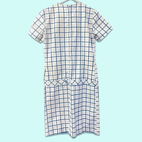 VINTAGE Mod A-Line 50s dress sz XS/S Fit & Flare VTG 60s minimalist checks frock - Picture 3 of 6